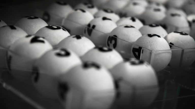 Lottery balls in a tray